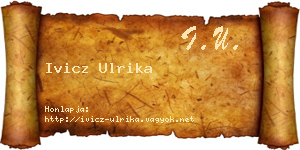 Ivicz Ulrika névjegykártya
